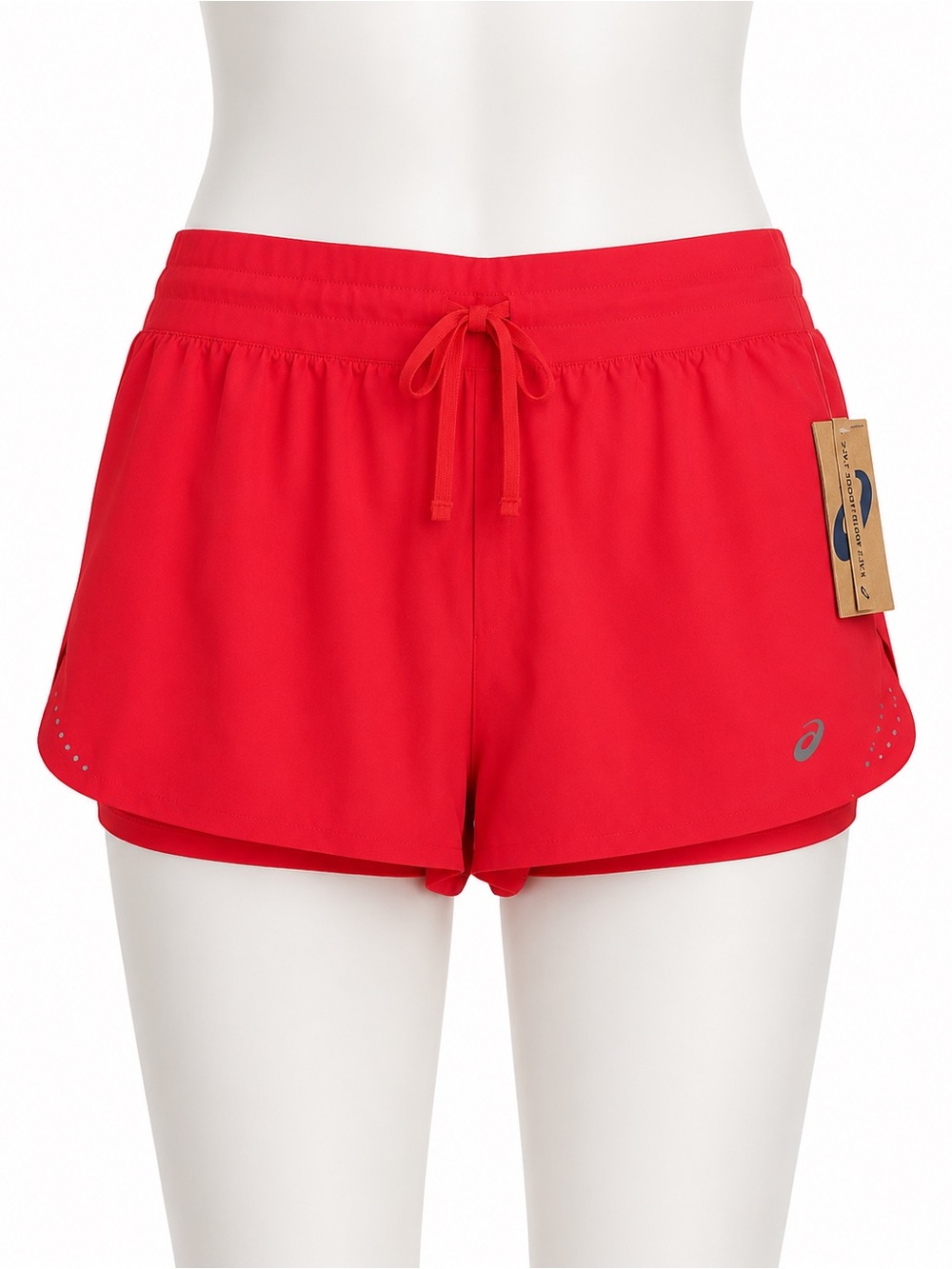 Size L ASICS Women’s 2-N-1 Running Shorts Red Lined Athletic Workout NWT